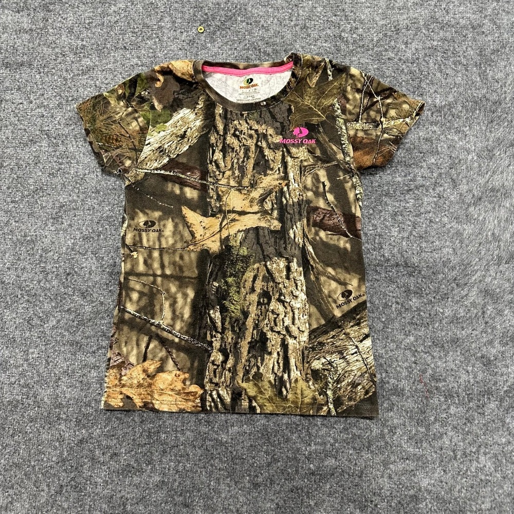 Mossy Oak T-Shirt Womens Size S Brown Pink Camo Break-Up Country Outdoor Hunting